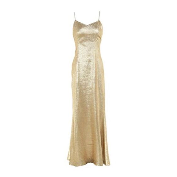 De La Vali Dresses & Skirts - De La Vali NWT Metallic Maxi Dress in Gold Size GB 12/US 8